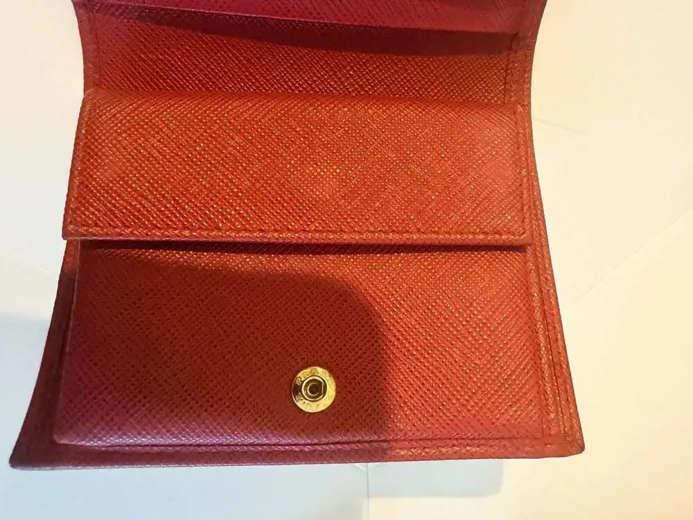 Prada Saffiano Leather Bi-Fold Wallet in Red USED - Picture 5 of 5